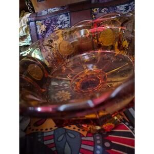 Vintage Fostoria Amber Coin Glass 8 1/2 Inch Wide Footed Console Bowl